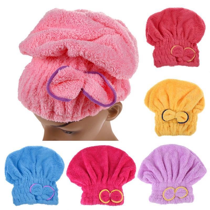 Microfiber Solid Quickly Dry Hair Hat Cap Towel Women Shower Make Up Turban Bath