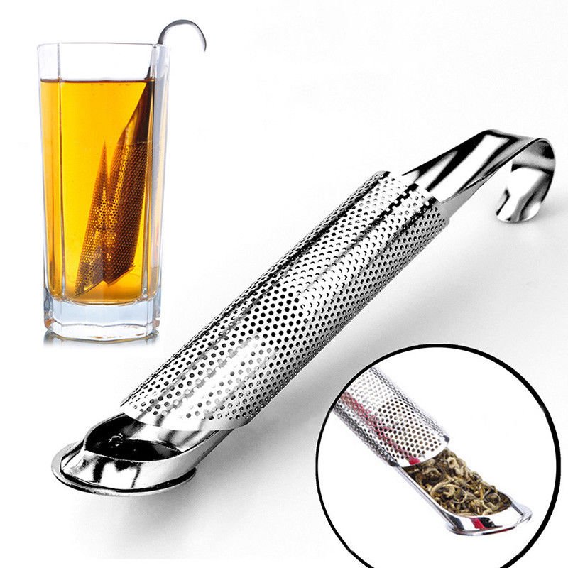 Tea Strainer Pipe Shape Filter Infuser Stainless Steel Spice Loose Leaf Mesh New