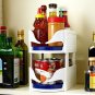 Double Roller Rotating Storage Box Rack Organizer Caddy Bathroom Kitchen Swivel