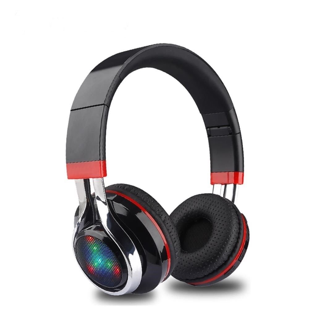 Bluetooth Wireless Headphones Ear Glowing Led Flashing Headset With Mic FM Radio