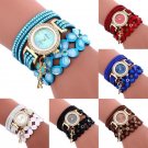 Women Watch Leather Bracelet Quartz Fashion Wrist Analog Crystal Pu Girl Gift