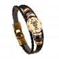 12 Bracelet Zodiac Constellations Leather Adjustable Unisex Alloy Jewelry Bangle