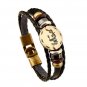 12 Bracelet Zodiac Constellations Leather Adjustable Unisex Alloy Jewelry Bangle