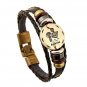 12 Bracelet Zodiac Constellations Leather Adjustable Unisex Alloy Jewelry Bangle