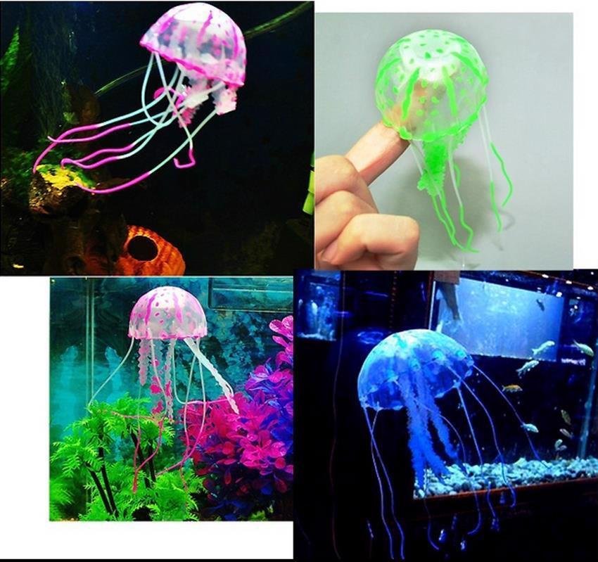 Fish Aquarium Tank Decor Glowing Effect Jellyfish Artificial Plants Water Animal