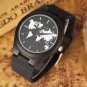 Watch Bamboo Wrist Genuine Leather World Map Quartz Unisex Quartz Dark Wood Men