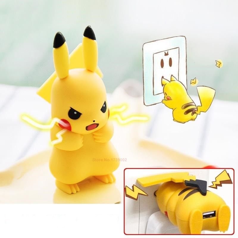 Pokemon Pikachu Usb Charger Adapter Cable Phone Portable Power Solar Bank Eu New