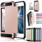 Card Pocket Wallet ShockProof Hybrid Armor Case Cover For Iphone 5 6 7 8 X Plus