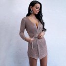 Women Sweater Knitted Dress Jacket Long Sleeve Cardigan Coat Top Beach Belt Girl