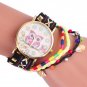 Women Watch Leather Bracelet Knitting Owl Pattern Quartz Wrist Fashion Girls Kid