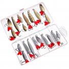 Metal Spoon Fishing Lure Kit Set Baits Spinner Box Hooks Tackle Bass Crankbait