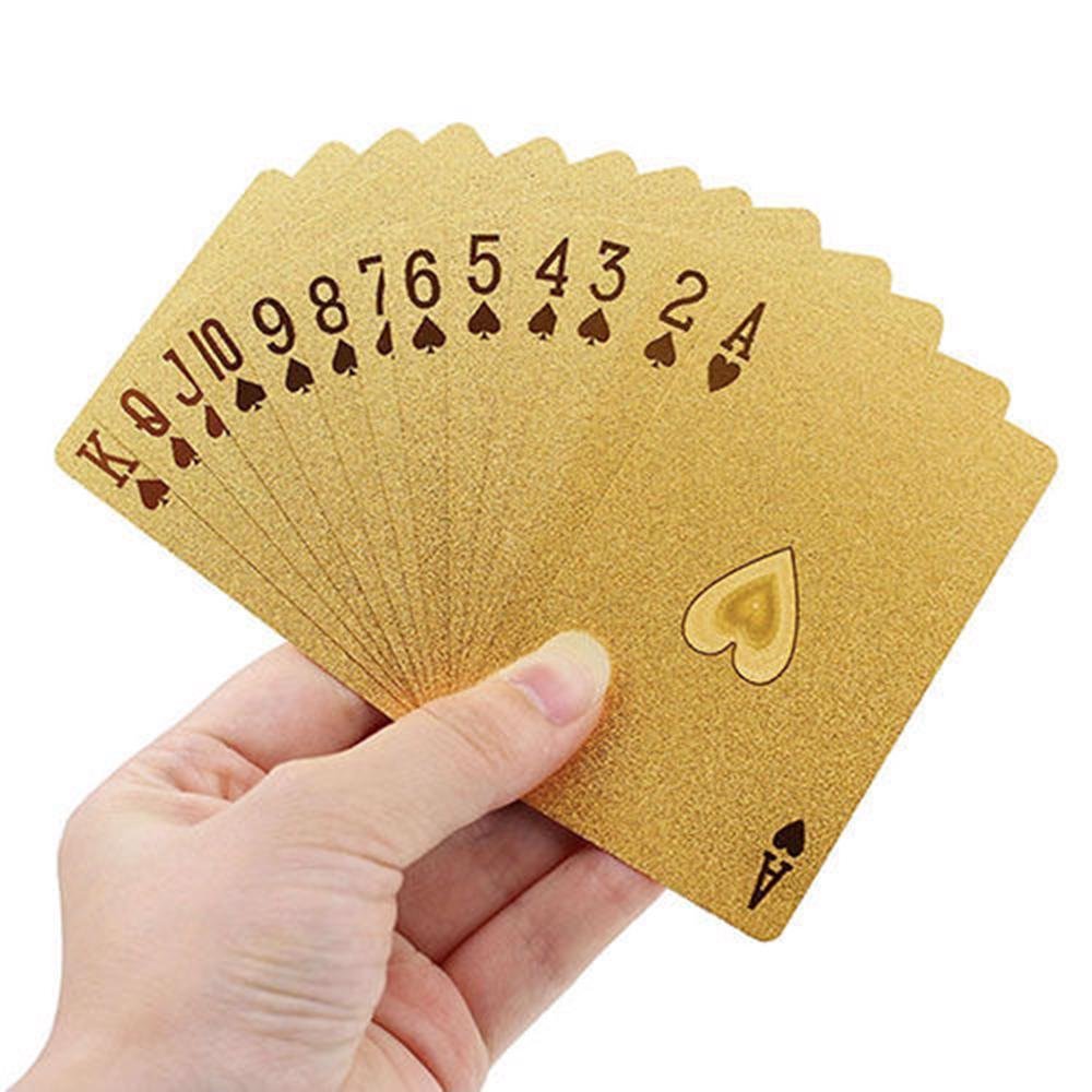 Poker Game Plastic Playing Cards Gold Foil 24k Deck Plated Waterproof Magic New