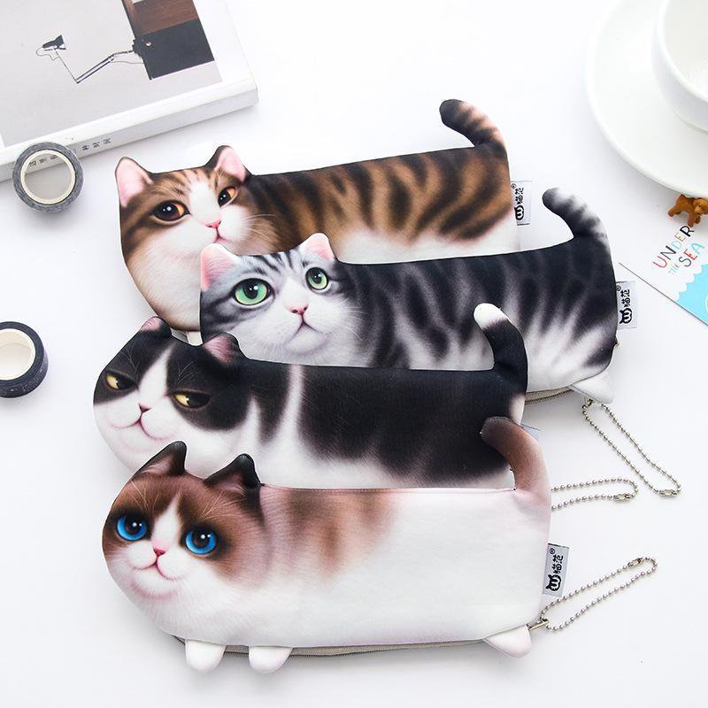 Pencil Pen Storage Bag Case Makeup Cosmetic Pouch Cartoon Cat Shape School