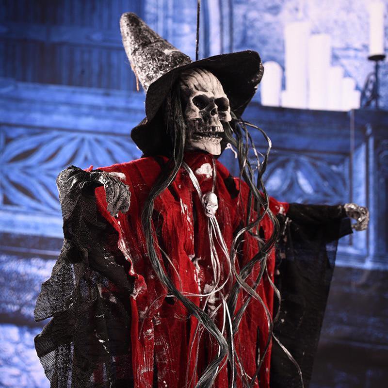 Halloween LED Decorations Hanging Ghost Reaper Haunted House Prop Skeleton Witch