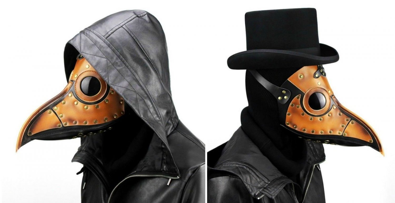 Plague Doctor Steampunk Bird Leather Halloween Party Mask Beak Costume Cosplay
