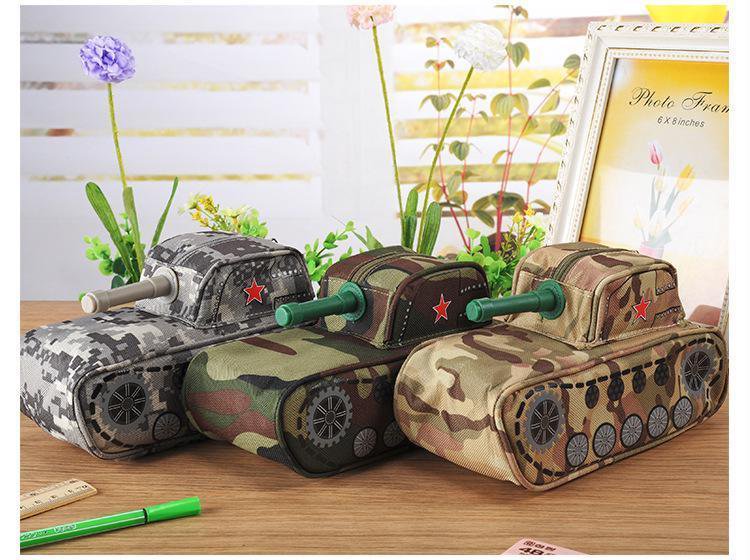 Pen Pencil Bag Case Tank Camouflage Large Canvas Zip For Boy School Supplies