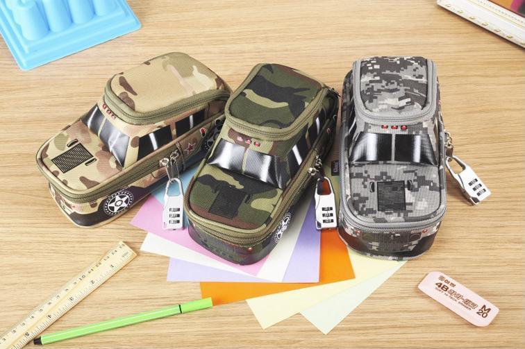 Pencil Pen Pouch Bag Case Vehicle For Boys Kids With Double Zipper Lock School