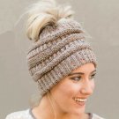 Ponytail Winter Hats For Women Warm Knit Beanie Cap Ski High Bun Cc Skull Cuff