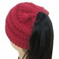 Ponytail Winter Hats For Women Warm Knit Beanie Cap Ski High Bun Cc Skull Cuff