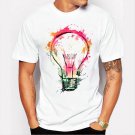 Men T Shirt Short Sleeve Cotton Blouse White Printed Cartoon Funny Tees Xmas