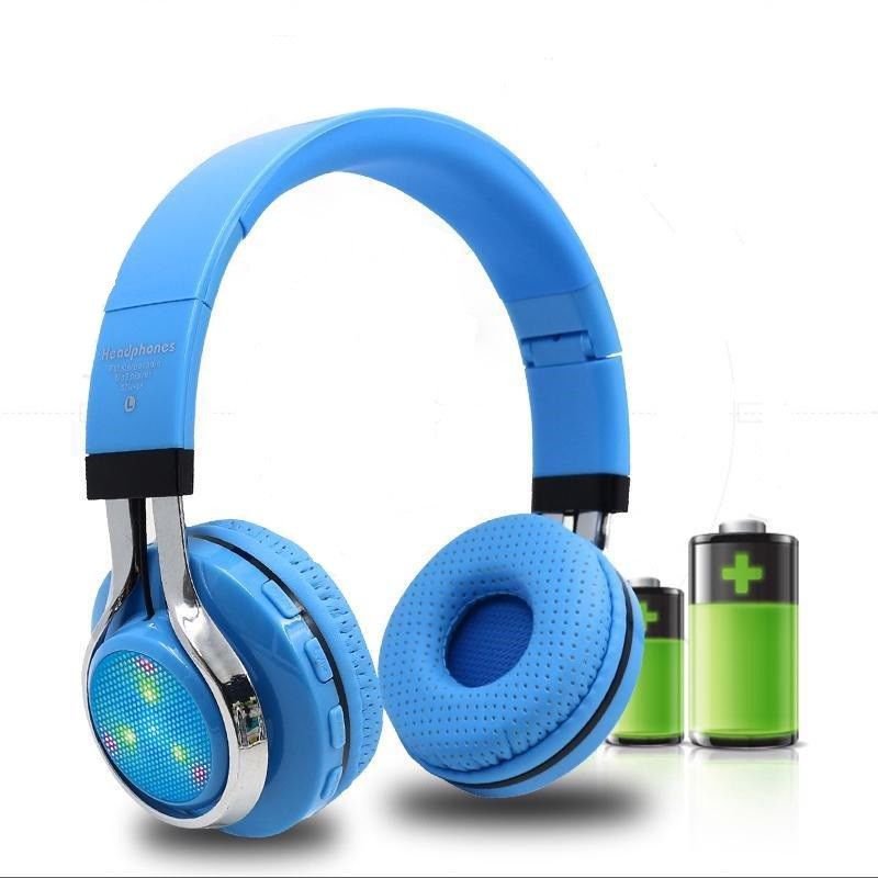 Foldable Bluetooth Headphones Wireless Led Flashing Ear Headset Mic FM Radio