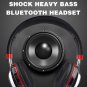 Foldable Bluetooth Headphones Wireless Led Flashing Ear Headset Mic FM Radio