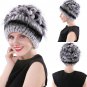 Winter Fur Women Hat Real Rabbit Warm Cap Beanie Beret Knitted Fashion Ladies
