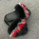 Women Slippers Real Fox Fur Flat Shoes Slides Indoor Outdoor Fashion Ladies