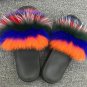Women Slippers Real Fox Fur Flat Shoes Slides Indoor Outdoor Fashion Ladies