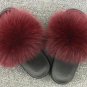 Women Slippers Real Fox Fur Flat Shoes Slides Indoor Outdoor Fashion Ladies