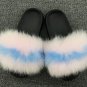 Women Slippers Real Fox Fur Flat Shoes Slides Indoor Outdoor Fashion Ladies
