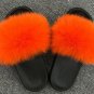 Women Slippers Real Fox Fur Flat Shoes Slides Indoor Outdoor Fashion Ladies