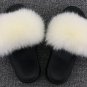 Women Slippers Real Fox Fur Flat Shoes Slides Indoor Outdoor Fashion Ladies
