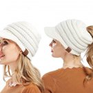 Ponytail Winter Hat Cap For Women Girl Knit Warm Beanie Messy High Bun Skull
