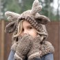 Winter Hat Baby Kids Scarf Gloves Warm Wool Clothes Moose Cap Knit Beanie Elk