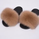 Real Fox Fur Slippers Women Shoes Fashion Slides Indoor Outdoor Flat Sandals New
