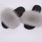 Real Fox Fur Slippers Women Shoes Fashion Slides Indoor Outdoor Flat Sandals New