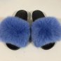 Real Fox Fur Slippers Women Shoes Fashion Slides Indoor Outdoor Flat Sandals New