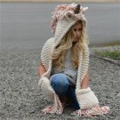 Girls Unicorn Winter Hat With Scarf Cap Knit Warm For Kids Cartoon Beanie Wool