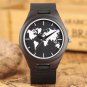 Wrist Watch Bamboo Genuine Leather World Map Quartz Unisex Quartz Dark Wood Men