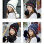Women Winter Hat And Gloves Set Knit Fur Pom Pom Ball Beanie Girls Warm Ski Cap