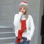Winter Hat And Scarf Set For Women Warm Knitted Crochet Cap Pompom Beanie New
