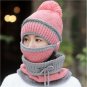 Winter Scarf Hat Set For Women Warm Knitted Ski Mask Beanie Scarves Skull Cuff