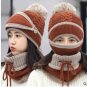 Winter Scarf Hat Set For Women Warm Knitted Ski Mask Beanie Scarves Skull Cuff