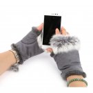 Women Winter Gloves Faux Rabbit Fur Hand Wrist Warmer Fingerless Gloves Mittens