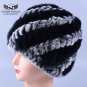 Natural Rabbit Fur Hat For Women Beanies Genuine Warm Winter Cap Knitted Pom Pom