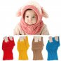 Winter Baby Kids Hat Hood Scarf Sheep Cartoon Wool Warm Cap Knit Beanie Toddler
