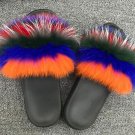 Real Fox Fur Slippers Women Flat Shoes Slides Indoor Outdoor Fashion Ladies New