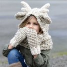 Kids Scarf Gloves Hat Set Winter Baby Moose Warm Wool Clothes Cap Knit Beanie