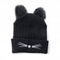Winter Hat Women Cat Ear Style Warm Girls Ski Cap Knit Beanie Faux Fur Pom Pom